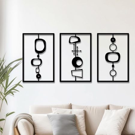 Abstract Metal Wall Art Set, Modern Geometric Hanging Decor