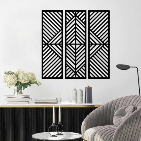 Geometric Metal Wall Decor Set, Vertical Abstract Minimalist Wall Art